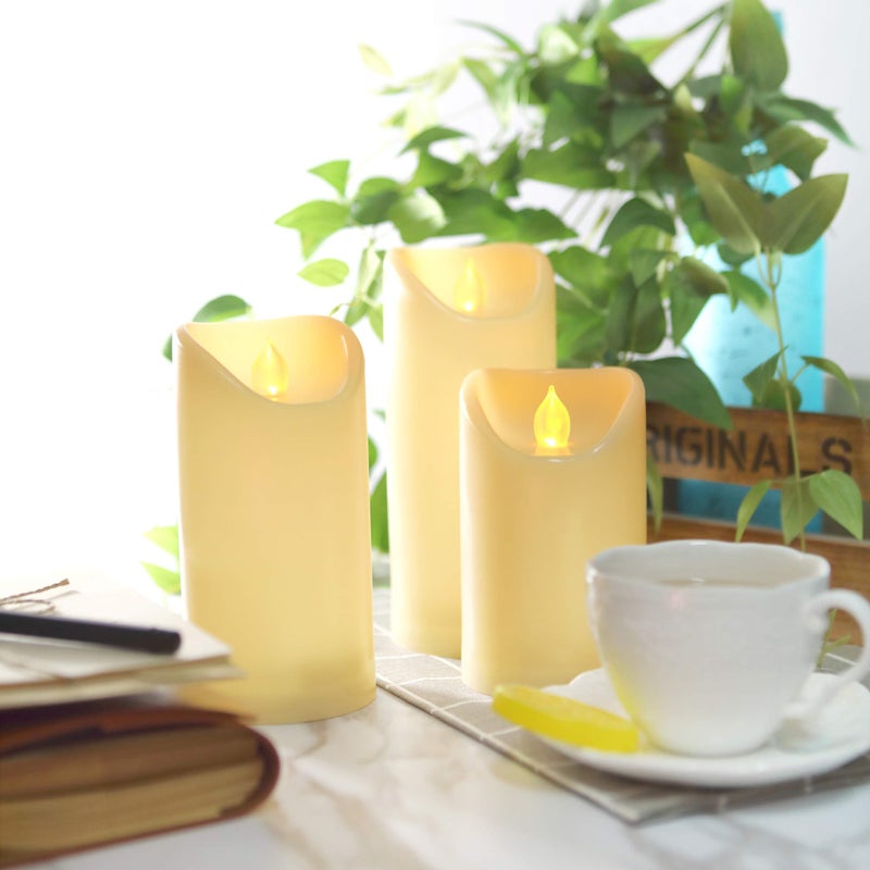 QIDEA Flameless Outdoor Waterproof LED Pillar Candle with Remote Timer Battery Operated Flickering Resin Candle Light for Halloween Christmas Wedding Party Centerpiece Decorations Supplies 3â€x 7â€ 2-Pack - Image 3